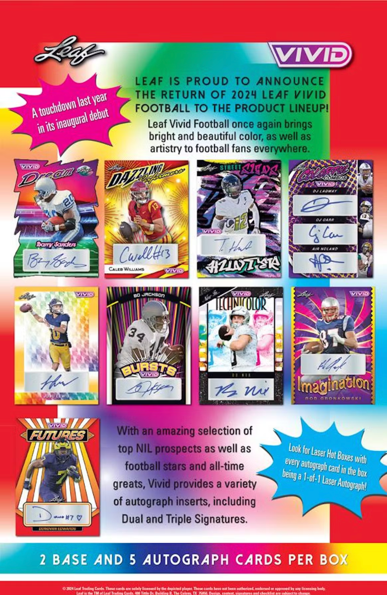 2024 Leaf Vivid Football 1 Box Opening - #30601・Random Hit (Dec 15 4pm)