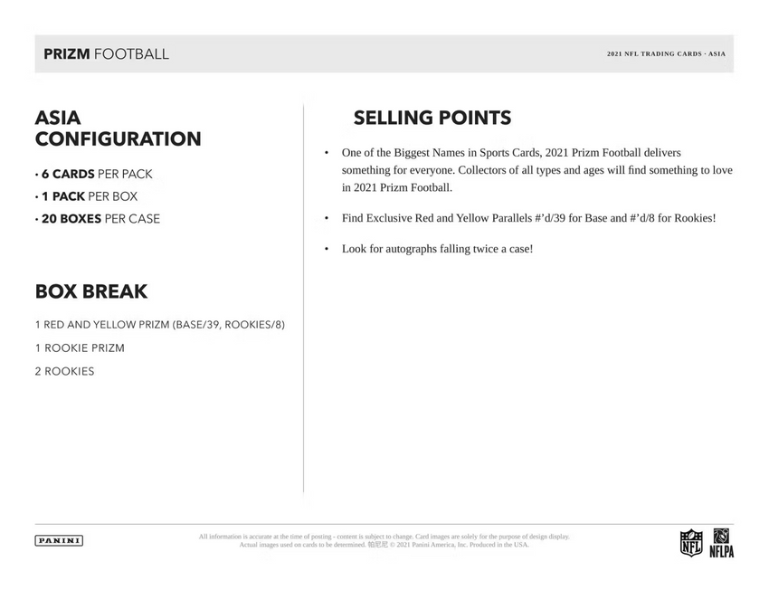 2021 Panini Prizm Football Asia Tmall Box
