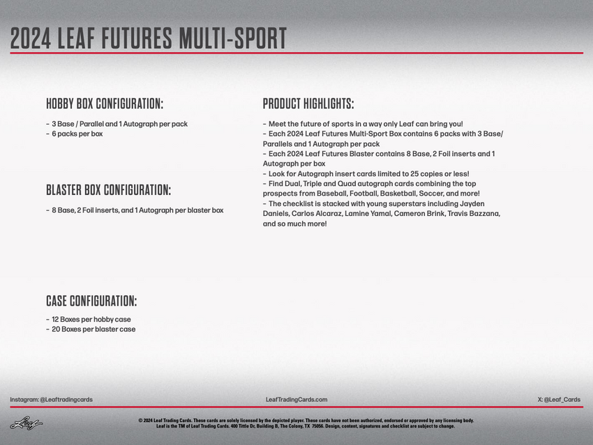 2024 Leaf Futures Multi Sport Hobby Box