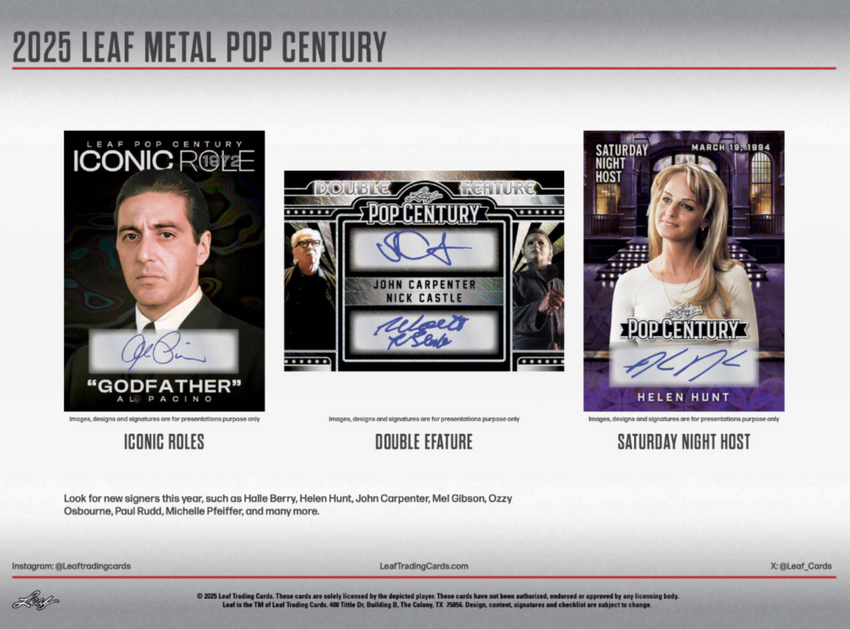 thumbnail image 2 of Sports Memorabilia Cards 2025 Leaf Metal Pop Century Trading Card Box - 6 Cards With Autographs & 1-of-1 Proofs 2025 Leaf Metal Pop Century Box (6 Cards/bx 10 2 of 12