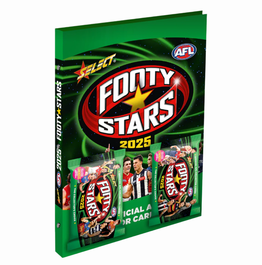 2025 Select Afl Footy Stars Hard Cover Cardboard Album + 2 Packs