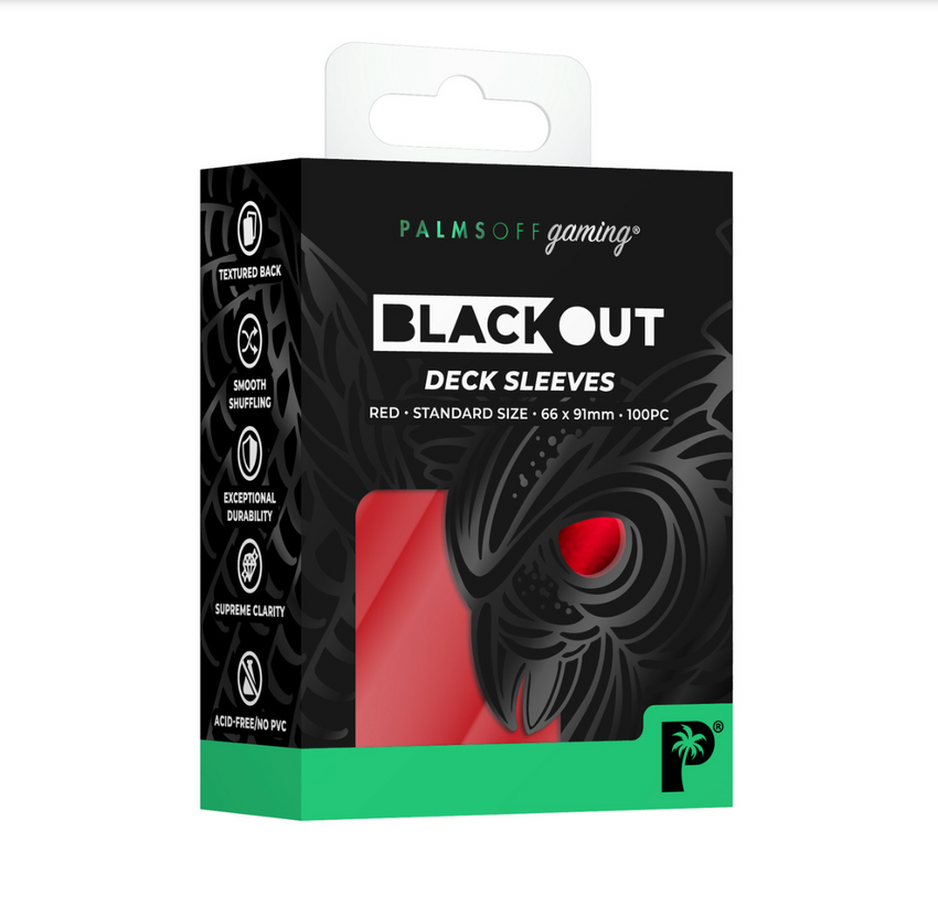 Palms Off Gaming Blackout Deck Sleeves - RED Standard Size
