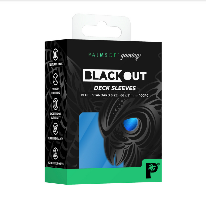 Palms Off Gaming Blackout Deck Sleeves - BLUE Standard Size