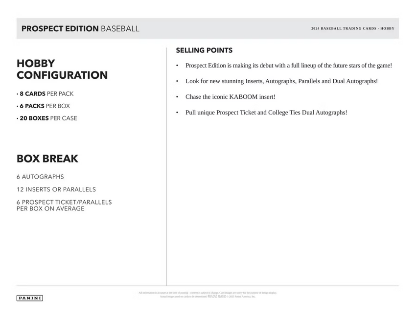 2024 Panini Prospect Edition Baseball Hobby Box