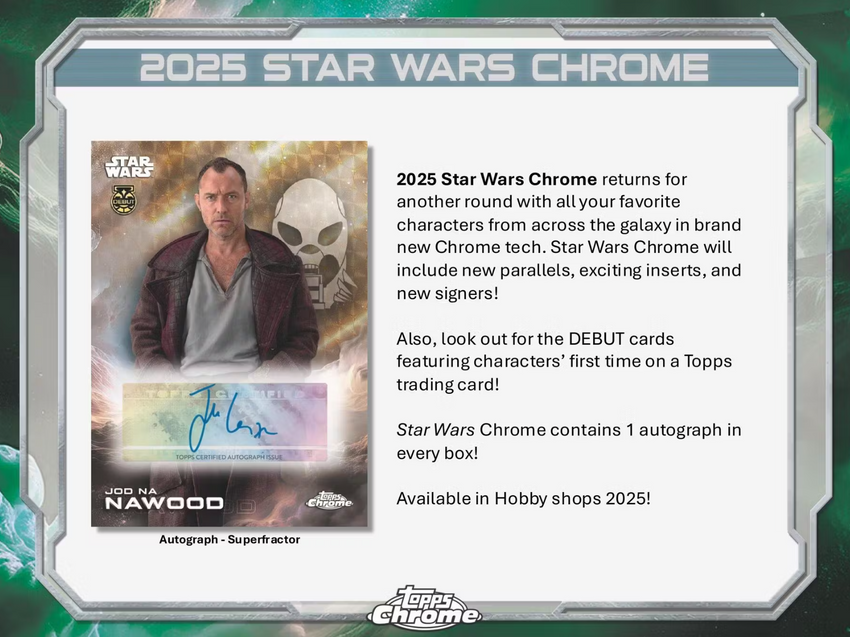 2025 Topps Star Wars Chrome Hobby 1-Box Opening #29385 - Random Pack - Sep 12 (12pm)