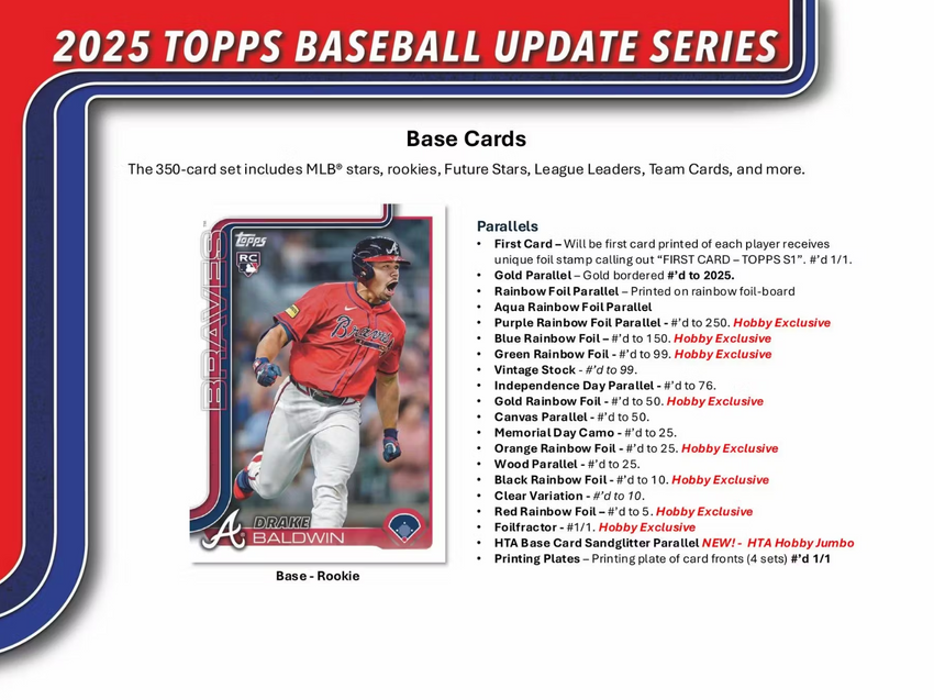 2025 Topps Update Series Baseball Hobby Box