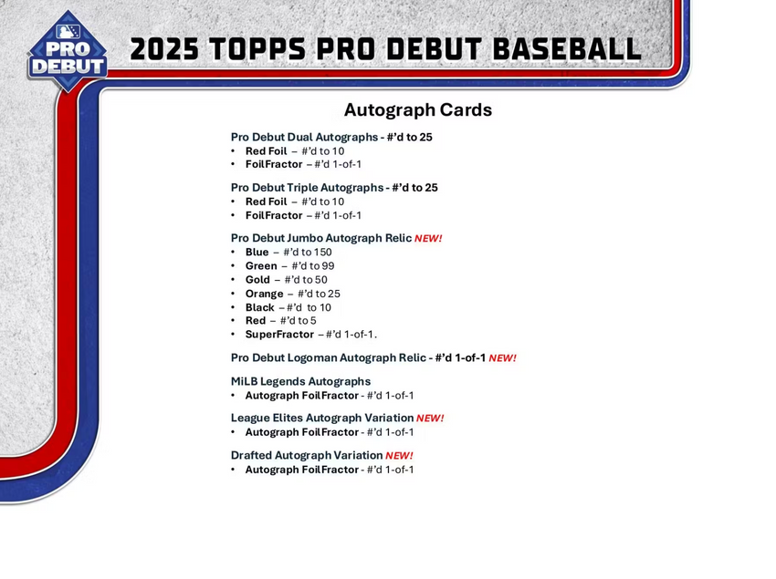 2025 Topps Pro Debut Baseball Hobby Box