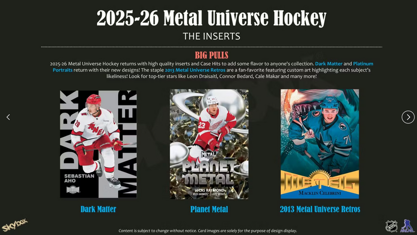 2025-26 Upper Deck Skybox Metal Universe Hockey 5-Pack Blaster Box (Pre Order)