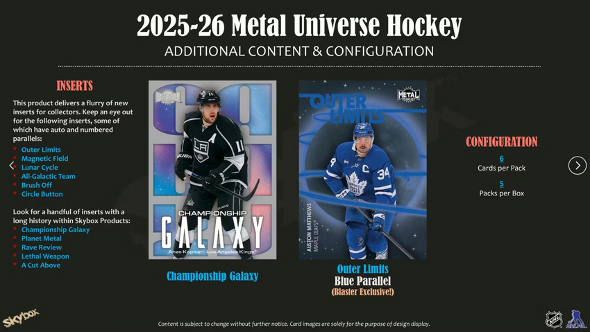 2025-26 Upper Deck Skybox Metal Universe Hockey 5-Pack Blaster Box (Pre Order)