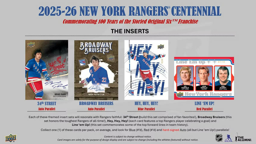 2025-26 Upper Deck New York Rangers Centennial Hockey Hobby Box (Pre Order)
