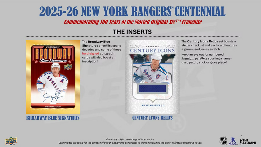 2025-26 Upper Deck New York Rangers Centennial Hockey Hobby Box (Pre Order)