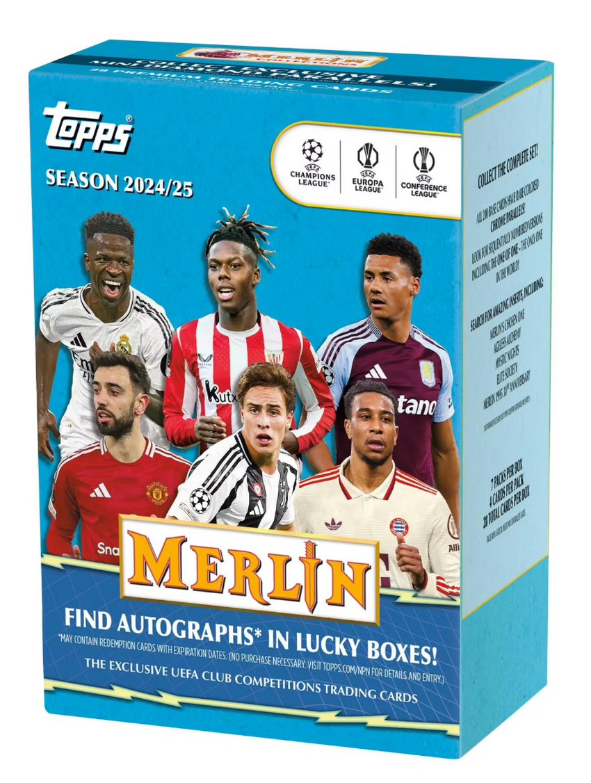 2024-25 Topps Chrome Merlin UEFA Club Competitions Soccer 7-Pack Blaster Box
