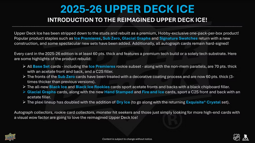 2025-26 Upper Deck Ice Hockey Hobby Box (Pre Order)