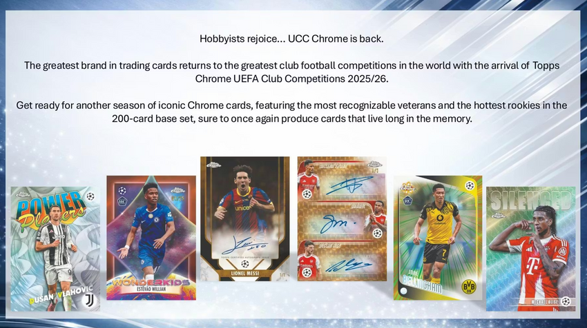 2025-26 Topps Chrome UEFA Club Competitions Soccer Hobby Pack