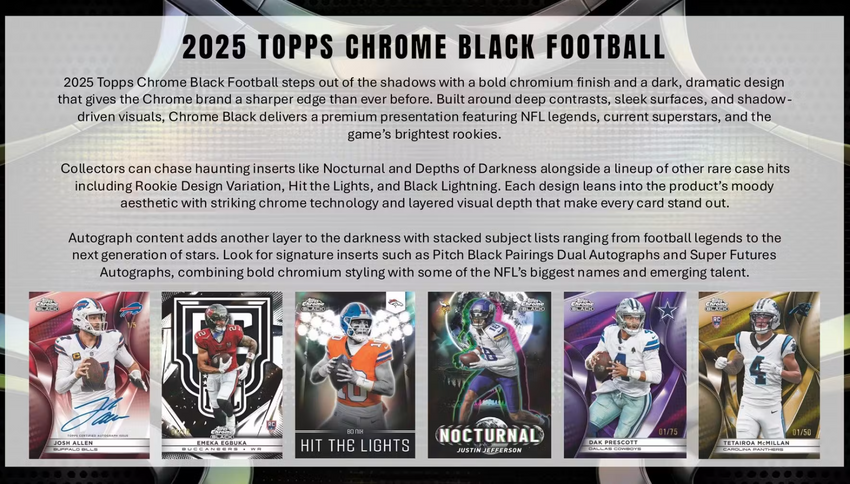 2025 Topps Chrome Black Football Hobby Box (Pre Order)