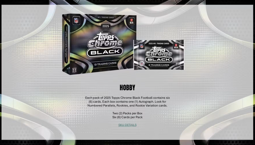 2025 Topps Chrome Black Football Hobby Box (Pre Order)