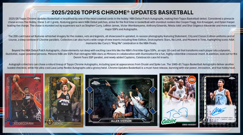 2025-26 Topps Chrome Update Series Basketball Hobby Box (Pre Order)