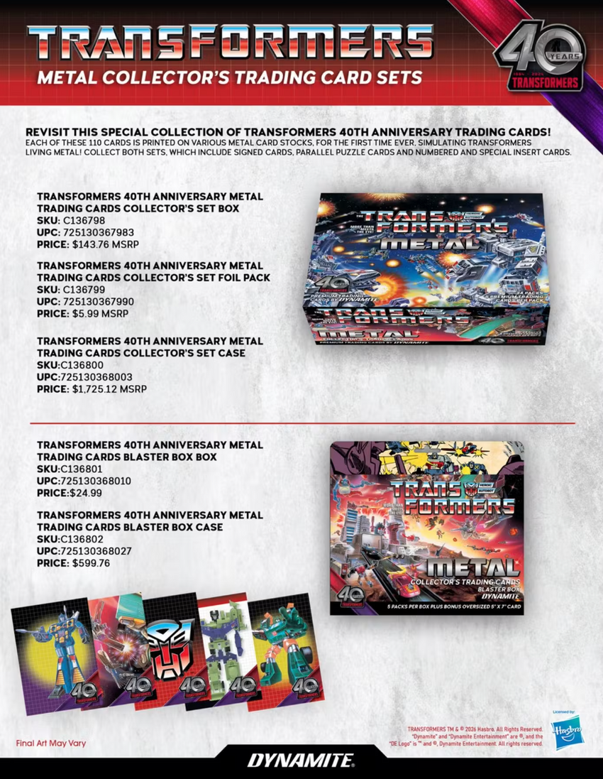 2026 Dynamite Transformers Metal Blaster Box (Pre Order)