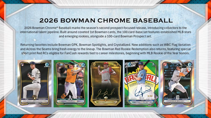 2026 Topps Chrome Bowman Baseball Hobby Box (Pre Order)