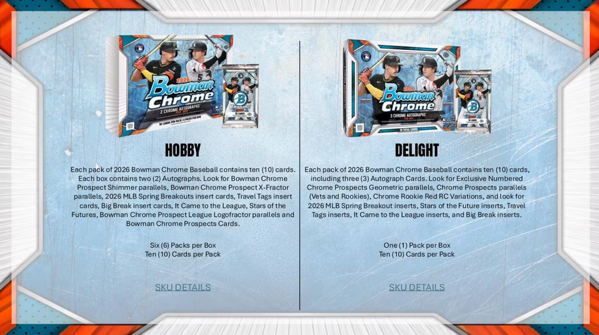 2026 Topps Chrome Bowman Baseball Hobby Box (Pre Order)