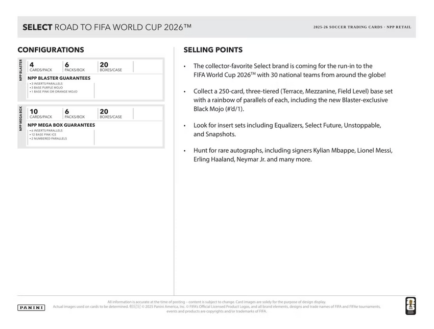2025-26 Panini Select Road to FIFA World Cup Soccer Mega Box