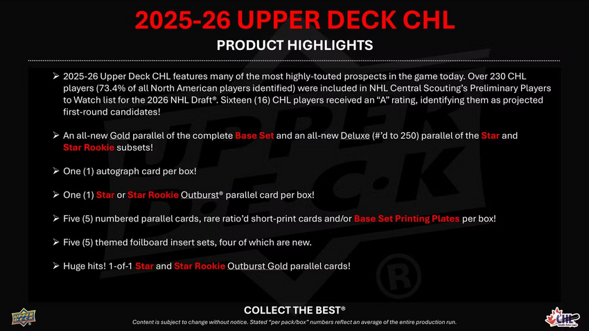 2025-26 Upper Deck CHL Hockey Hobby Box