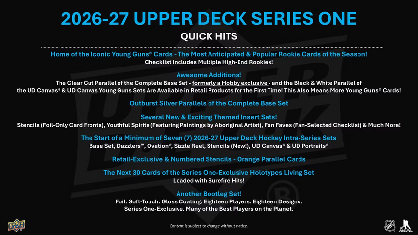 2026-27 Upper Deck Series 1 Hockey Tin Box (Pre Order)-Cherry Collectables