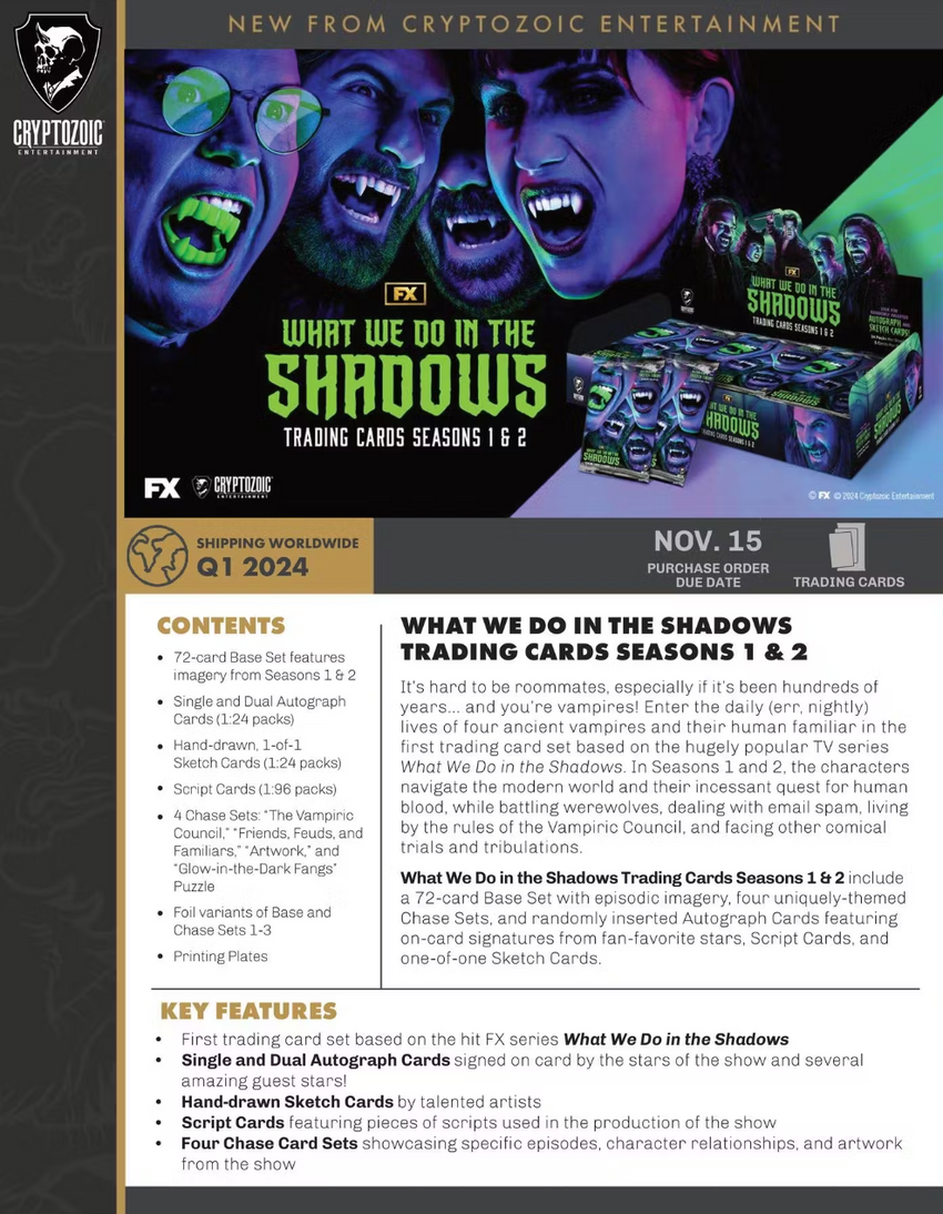 2024 Cryptozoic What We Do in the Shadows Seasons 1 & 2 Trading Cards Hobby Box (Pre Order)