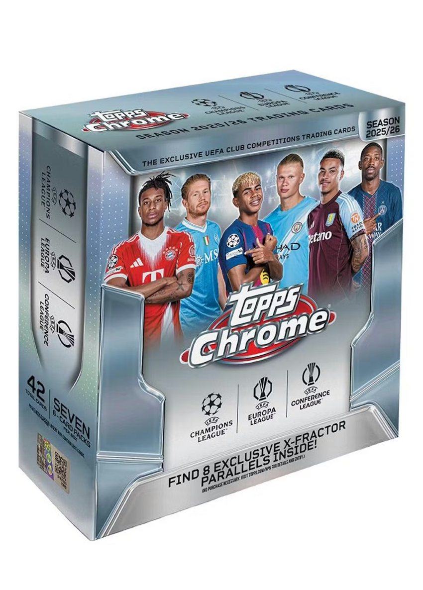 2025-26 Topps Chrome UEFA Club Competitions Soccer Mega Box