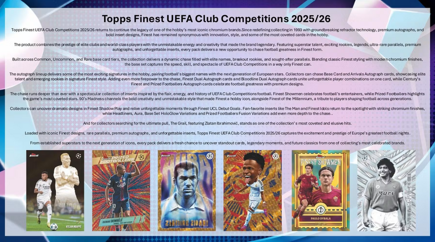 2025-26 Topps UEFA Club Competitions Finest Soccer Hobby Pack