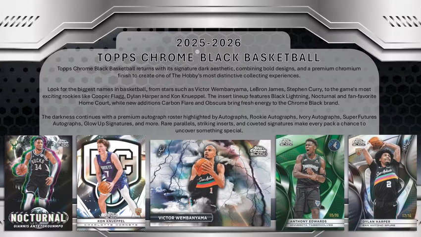 2025-26 Topps Chrome Black Basketball Hobby Box (Pre Order)