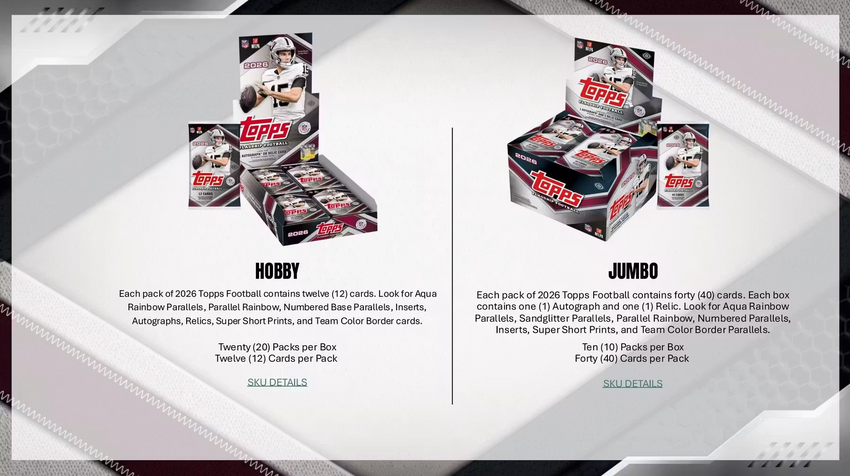 2026 Topps Football Jumbo Hobby Box (Pre-Order)