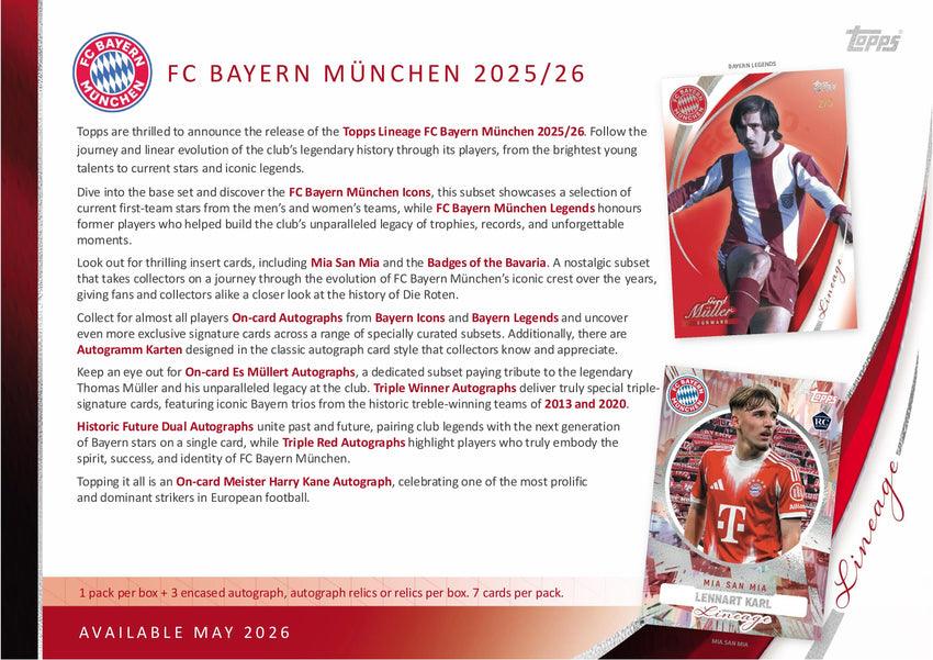 2025-26 Topps Soccer FC Bayern Munich Lineage Hobby Box