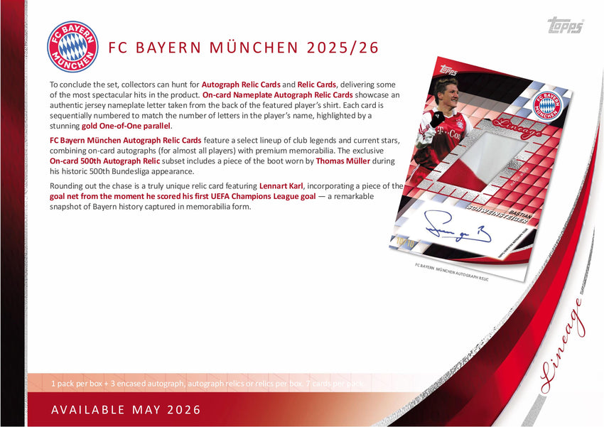 2025-26 Topps Soccer FC Bayern Munich Lineage Hobby Box