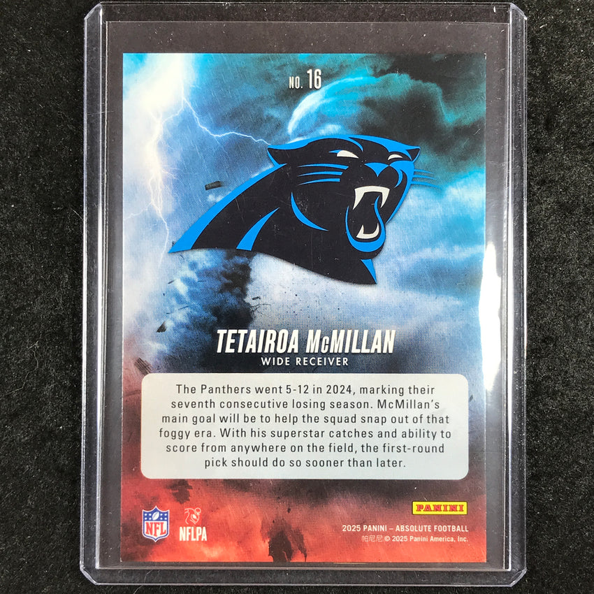 2025 Absolute Football TETAIROA MCMILLAN By Storm Rookie Black 1/1 #16