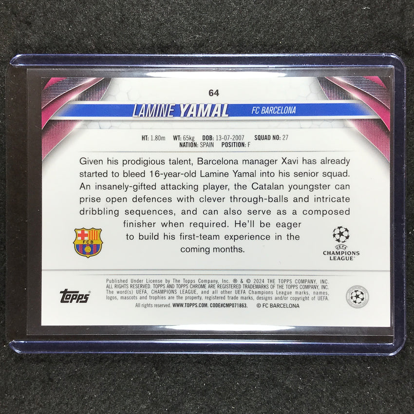 2023-24 Topps Chrome UEFA Club Comp LAMINE YAMAL Hero Variation Rookie SSP #64