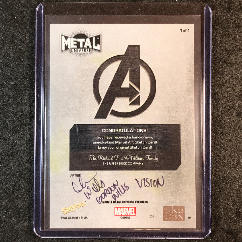 2024 Marvel Metal Universe Avengers VISION Artist Sketch 1/1 GORDON WILLS
