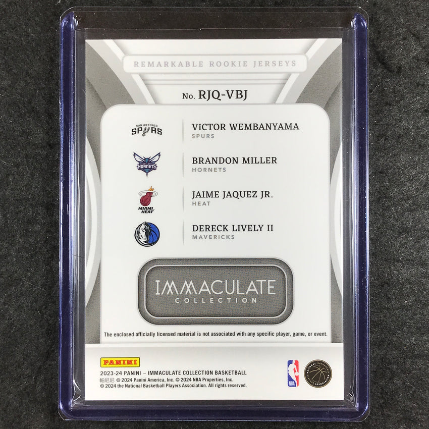 2023-24 Immaculate WEMBANYAMA MILLER JAQUEZ LIVELY Quad Rookie Jersey 6/25