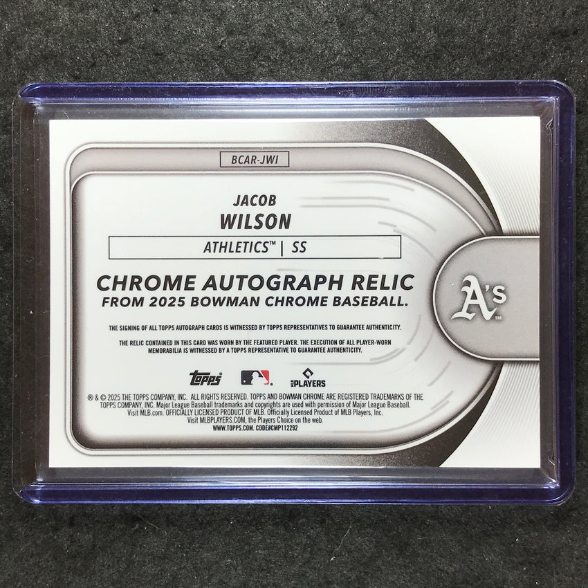 2025 Bowman Chrome JACOB WILSON Chrome Rookie Auto Relics Patch Black 4/10