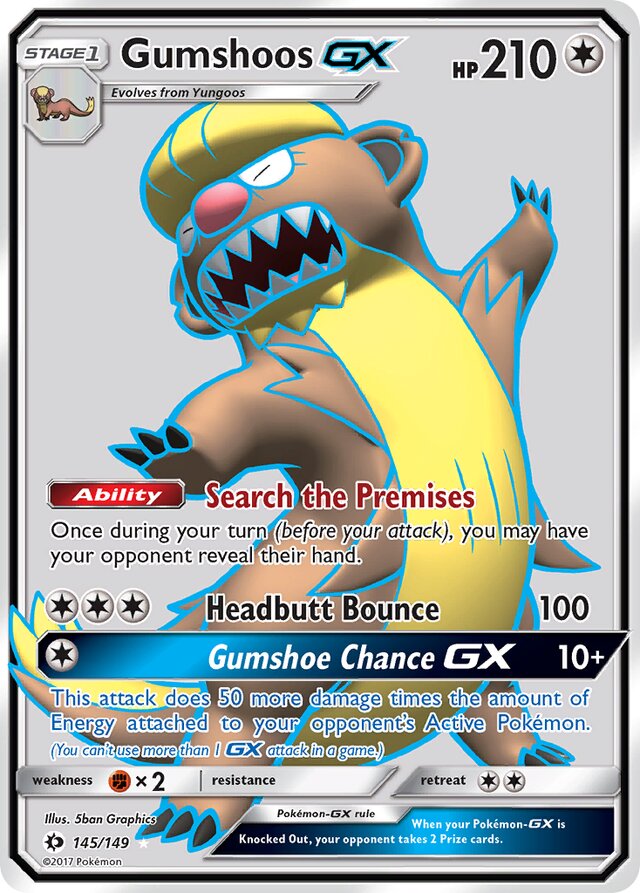 FULL ART Gumshoos GX - 145/149 - Ultra Rare - Sun and Moon Base Set