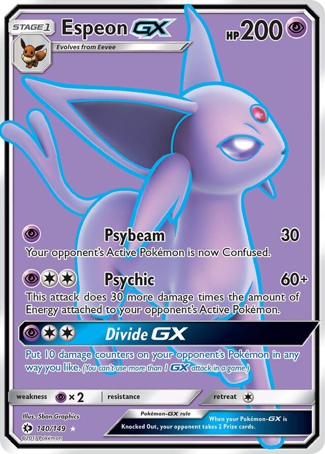 FULL ART Espeon GX - 140/149 - Ultra Rare - Sun and Moon Base Set