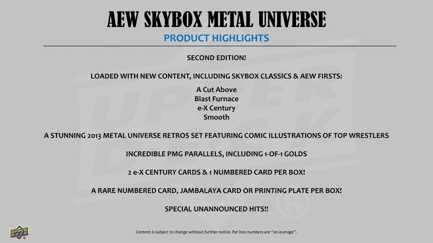 2025 Upper Deck AEW Skybox Metal Universe Wrestling Hobby Box