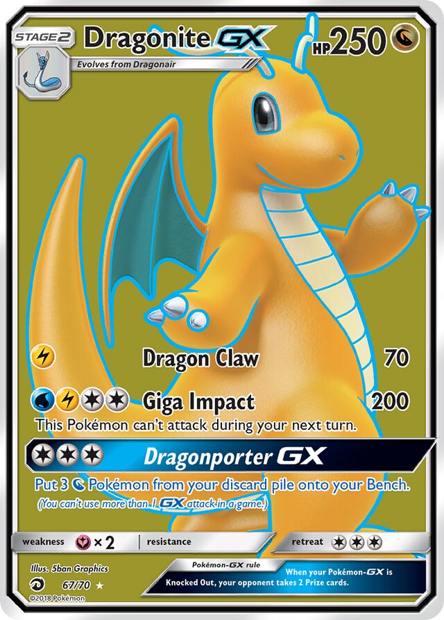FULL ART Dragonite GX - 67/70 - Ultra Rare - Dragon Majesty