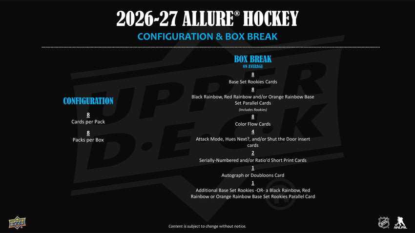 2026-27 Upper Deck Allure Hockey Hobby Box (Pre-Order)