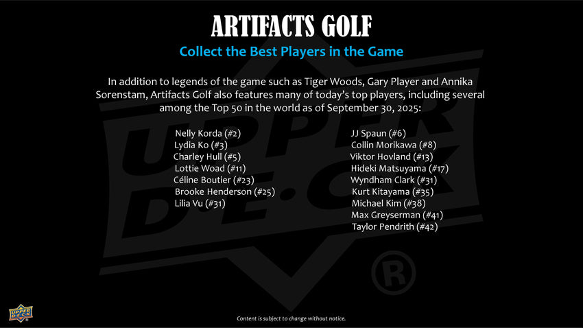 2026 Upper Deck Artifacts Golf Hobby Box (Pre Order)
