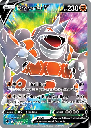 FULL ART Rhyperior V - 181/189 - Ultra Rare - Darkness Ablaze