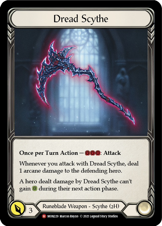 COLD FOIL Dread Scythe - MON229 - Majestic Monarch 1st Edition