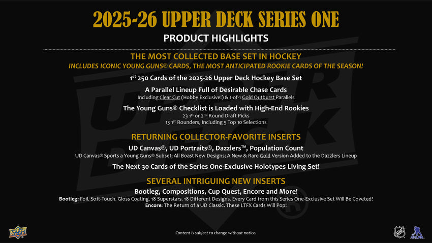 2025-26 Upper Deck Series 1 Hockey Hobby Box