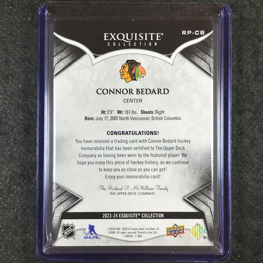 2023-24 Black Diamond NHL CONNOR BEDARD Exquisite Rookie Patch Gold 4/25