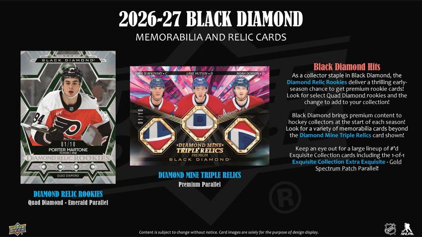 2026-27 Upper Deck Black Diamond Hockey Hobby Box (Pre Order)